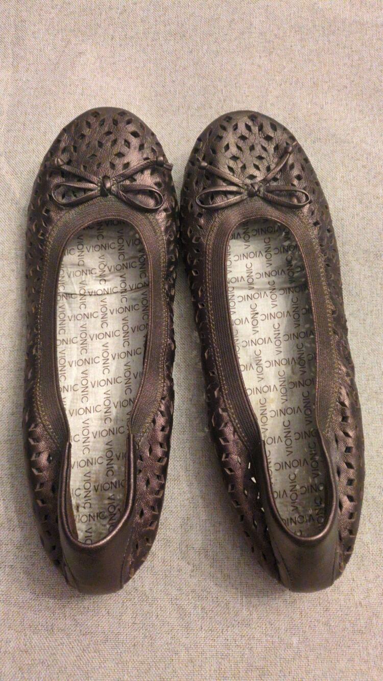 Vionic Women's Metallic Woven Brown Ballet Flats, Size 10, Artsy, Comfort